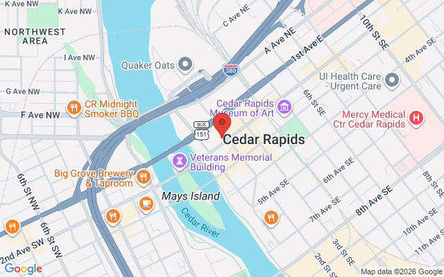 Map of Cedar Rapids Hub