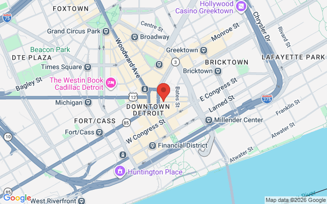 Map of Detroit Woodward