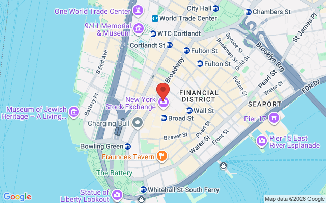 Map of NYC Wall Street